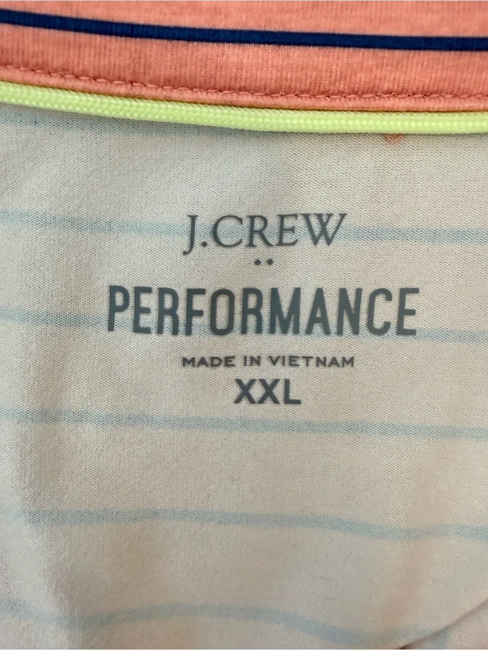 J. Crew Performance Polo Coral & Navy Stripe